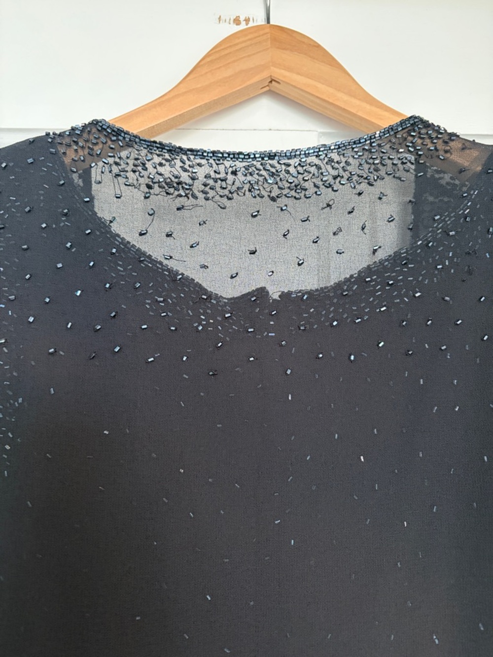 J Kara Black Beaded Long Dress/Jacket with Sheer Sleeves Sz 16 Wedding/ Mother - Picture 7 of 15